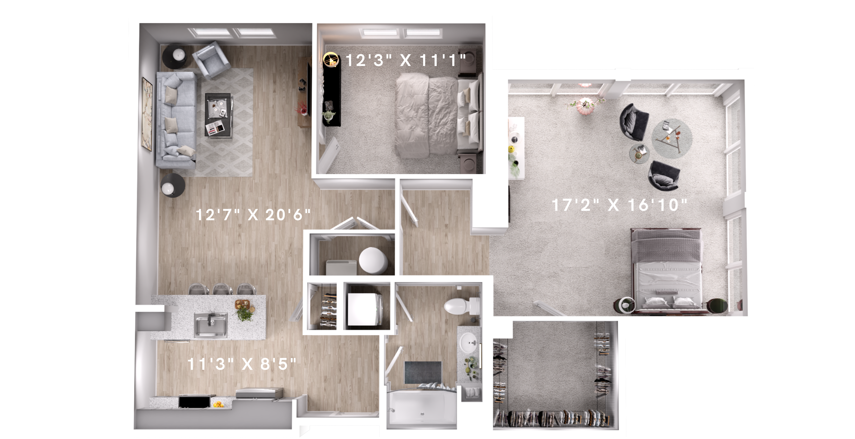 2BR 1BA (1140 SF)